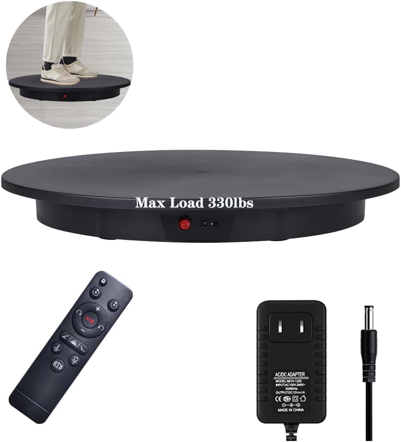 Photo 1 of JAYEGT Motorized Rotating Display Stand, 360 Degree Electric Rotating Potography Turntable for Products Display?Live Video Show, Remote Control Angle, Speed (Black/23.6Inch/330Lbs Load/Wired)