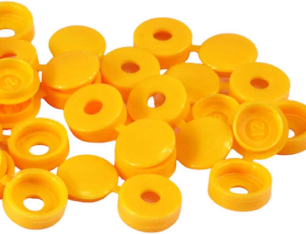 50pcs Plastic Screw Caps - Hinged, Folding Snap-on Flip Tops - Fit M4 Screw Protector for Furniture Decorative (Yellow)