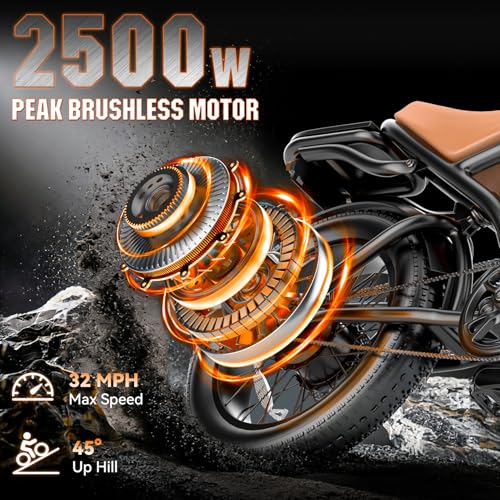 ASKGO Electric Bike for Adults, Peak 2500W Motor Retro E Bike, 50KM/H Top Speed/160KM, 48V 20Ah Battery, Keyless Smart Access, 20"x4" Fat Tires, Full Suspension, Off-Road Ebike for City Commuting