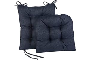 Klear Vu Omega Non-Slip Rocking Chair Cushion Set with Thick Padding and Tufted Design, Includes Seat Pad & Back Pillow with Ties for Living Room Rocker, 17x17 Inches, 2 Piece Set, Indigo
