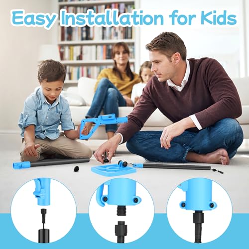 【Type-C】 Metal Detector for Children, OMMO Rechargeable Metal Detector with Fun LCD Screen, 72-100 cm Adjustable for Children, IP67 Light Metal Detectors, Outdoor Exploration (Blue)