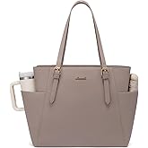 LOVEVOOK Laptop Tote Bag for Women With Large Cup Holder, Leather Work Tote Bag for Women,15.6 Inch Professional Computer Briefcase Business Teacher Commuter Shoulder Bag,Office Travel Gift