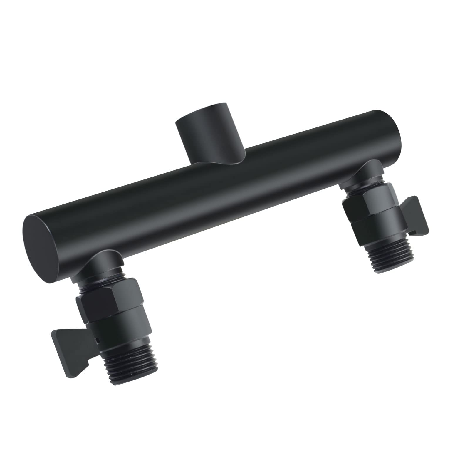 Photo 1 of HAOXIN Double Outlet Manifold with Shut Off Valves for Dual Sprayer Showering System, All Brass Adapter Matte Black,STB01