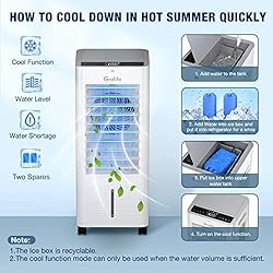 Grelife Evaporative Air Cooler, 3-IN-1 Portable Air