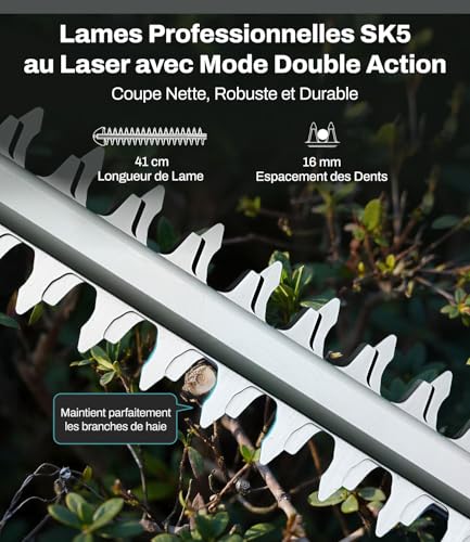 KIESBOHR CSL401 Telescopic Hedge Trimmer – Compatible with Makita 18V Batteries – Cutting Width 41 cm (16 mm) – 11 Adjustable Cutting Angles – Maximum Height 2.62 m (Battery Not Included)