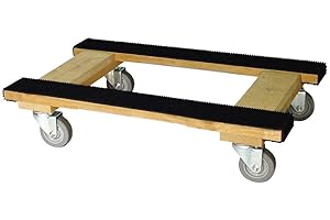 DALLAS PACKAGING SUPPLIES Dolly Cart Heavy Duty for Furniture Moving with 4 Wheels H Frame Oak | Full Length Rubber Tread Dual Rail | 18x30