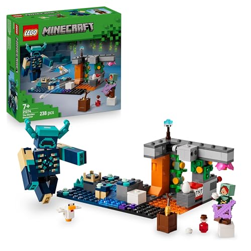 Minecraft La Rencontre avec Le Warden - Jouet Interactif avec Minifigurine, Figurine de Mob & Fonction TNT Chute de Rocher - Cadeau Collector pour Gamer, Garçon ou Fille dès 7 Ans 21274