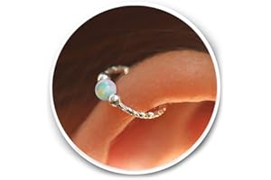 925 Sterling Silver Cartilage Earring - Thin Tiny 20 Gauge 8mm White Opal Helix Hoop - Handmade Silver Helix Piercing Jewelry