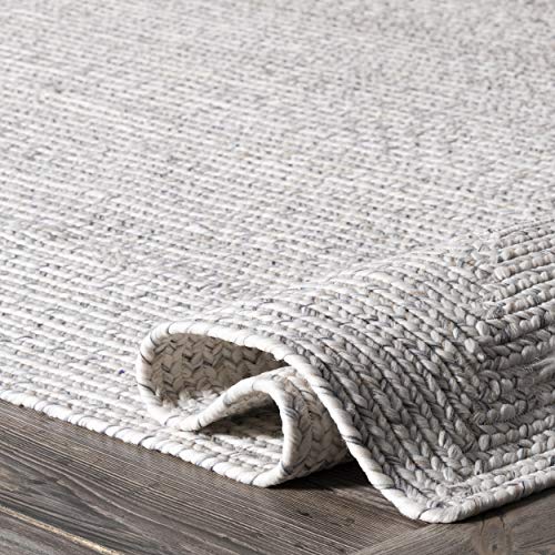nuLOOM Wynn Braided Indoor/Outdoor Area Rug, 10' x 13' Oval, Ivory