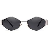SDINM Trendy Hexagon Sunglasses for Women Retro Gold Metal Geometric Frame Sun Glasses Shades