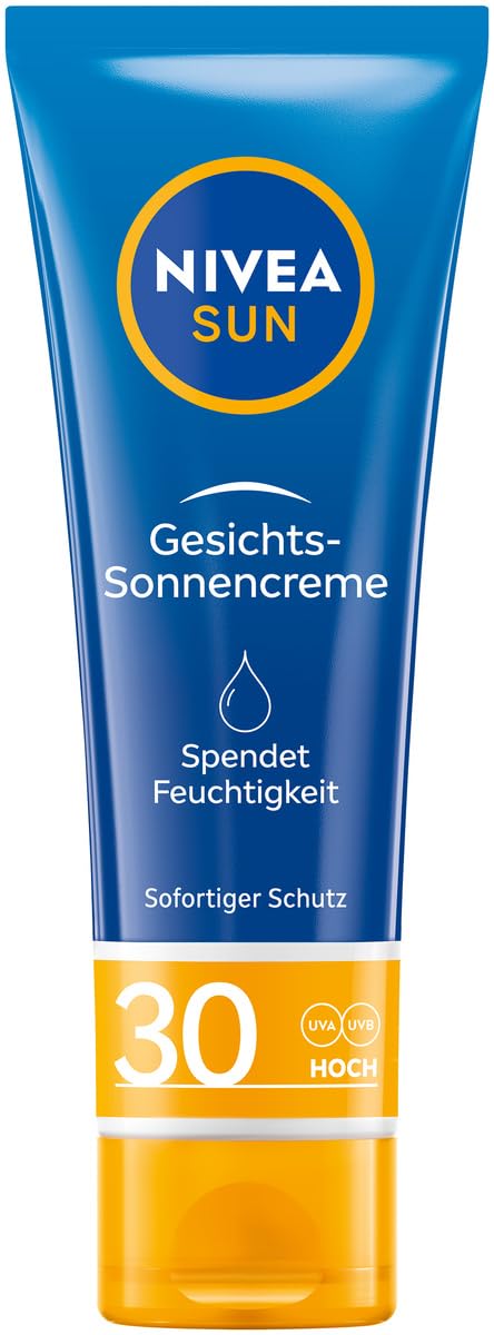 NIVEA Sun Protection & Care Face Sun Cream with SPF 30 (50 ml), Instant Sun Protection for Face, Neck & Décolleté, Sun Cream with 24-Hour Moisturiser