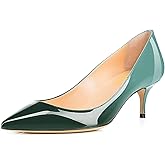 AMARANTOS Women Fashion Pointed Toe Slip On Comfort Basic Kitten Heel Pumps Shoes