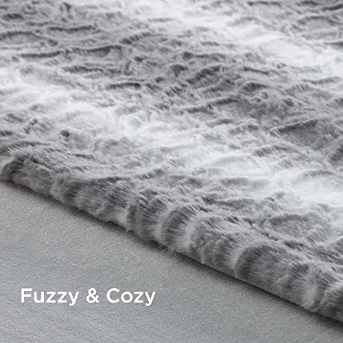 Bedsure Soft Blankets Queen Size Grey Fuzzy Faux Fur Queen Blanket