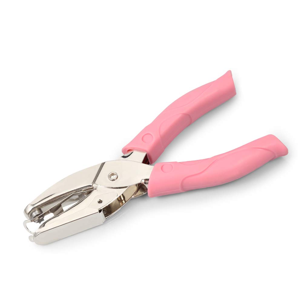 LEONTOOL Star Paper Puncher Hole Puncher 6-Inch Handheld Hole Paper Punch with Pink Grip Office Paper Punch Hand Tool for Binder Ticket DIY Craft Tags Scrapbook Greeting Cards
