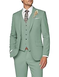 Wangyue Mens Suit 3 Piece Slim Fit Wedding Suits