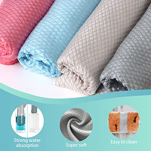Bersiler Nanoscale Cleaning Cloth Streak Free Fish Scale Microfiber 12\'\'x16\'\' Pack of 8 - Easy Clean Lints Free for Windows Glasses Dish