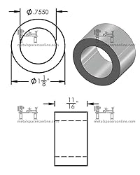 Aluminum Spacer 1-1/8" OD x 3/4" ID x Choose Your