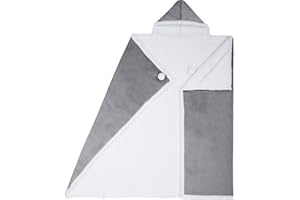 SAFDIE Premium Wearable Hooded Blanket for Adult Women and Men 71"x51" - Super Soft, Lightweight, Microplush, Cozy and Functional Throw Blanket (Silver)