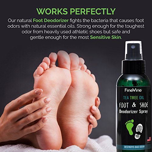 All Natural Shoe Deodorizer and Foot Deodorant Spray Made in USA with Peppermint, Tea Tree