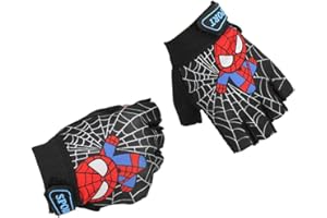 Miokkley Kids Fingerless Bike Gloves, Spider Superhero Sport Gloves for Children Monkey Bars Climbing Cycling Biking Fishing