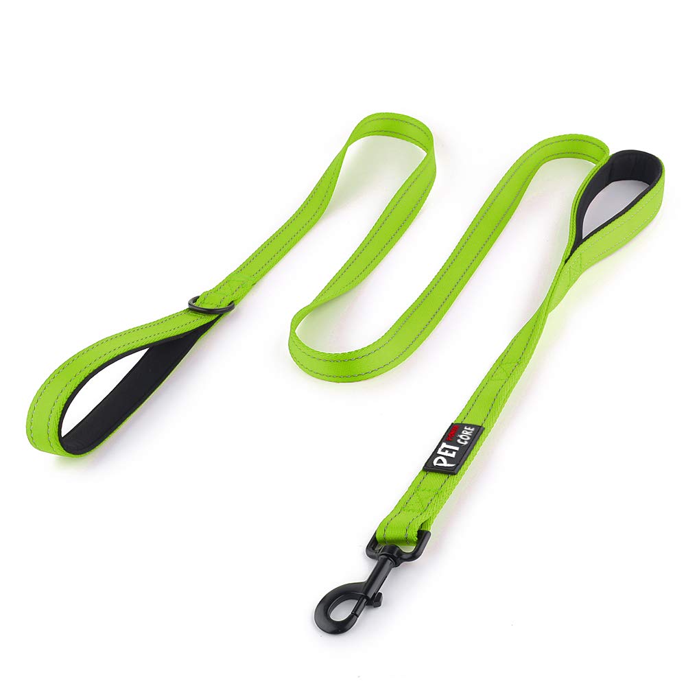 Pioneer Petcore Dog Lead 6ft Long,Traffic Padded Two Handle,Heavy Duty,Reflective Double Handles Lead for Control Safety Training,Leads for Large Dogs or Medium Dogs,Dual Handles Leashes(Green)