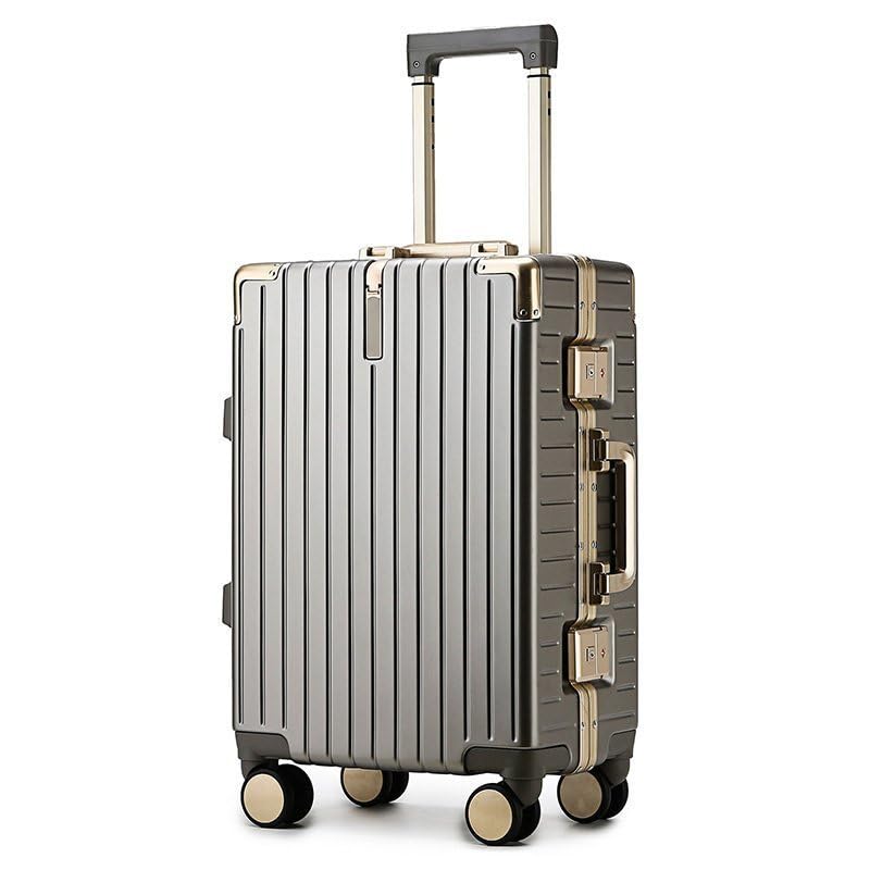 Photo 1 of (USED MISSING KEYS*CODE IS 000)YYW Aluminium Frame PC-Polycarbonate Suitcase Carry On Suitcase, Lightweight Cabin Luggage, PC Hard Shell, Approved by Airlines, TSA Lock, Quiet Wheels (Champagne, 20 inch Cabin)