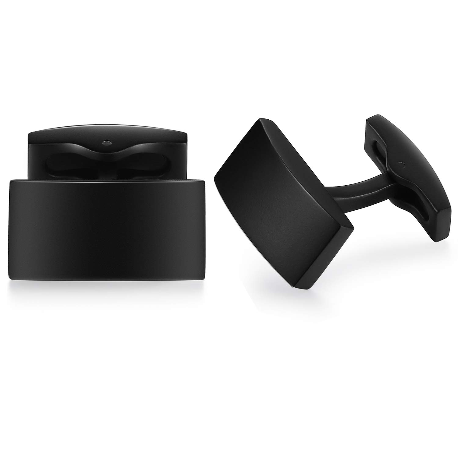 HONEY BEAR Cufflinks for Mens - Rectangle for Business Wedding Brushed Matte Black