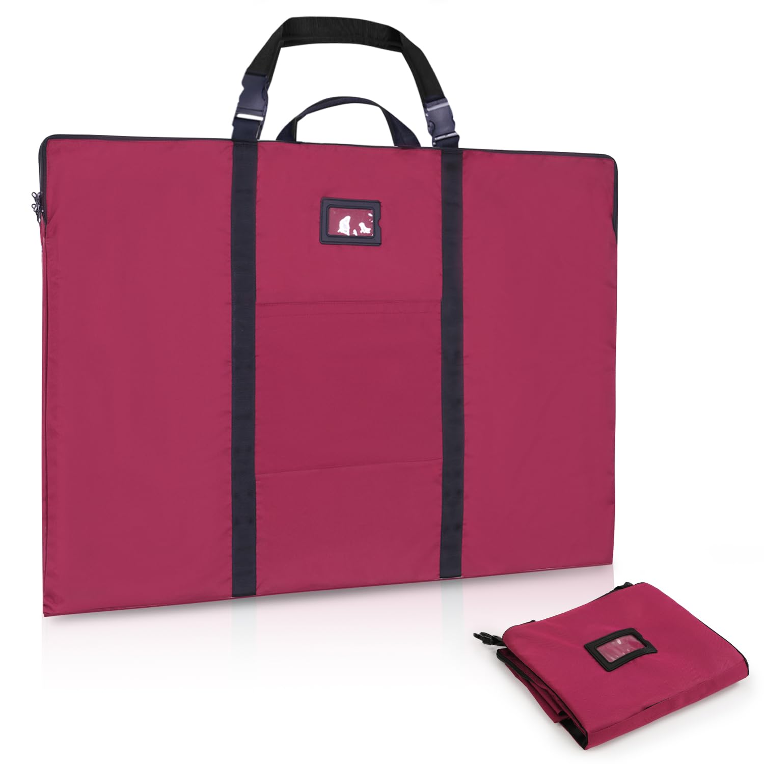 WISEPRO A1 Art Portfolio Case, Artwork Painting Folder Bag with Multi Handles, Slim Waterproof Carrying Storage Bag for Canvas Paintings, Mounted Art,Cardboard, Photography(24" x 36") (red)