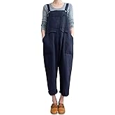 Gihuo Women Linen Overalls Jumpsuits Loose Fit Baggy Bib Rompers Casual Summer Outfits Trendy 2025​​