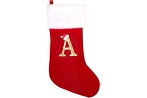 Wlflash 20 Inches Super Soft Plush Monogram Christmas Stockings Xmas Rustic Personalized Stocking Embroidered Letter Decoration for Decor