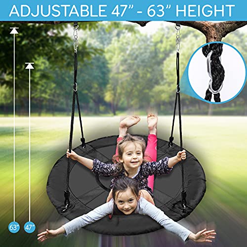 SereneLife Saucer Swing With Hang Kit, Outdoor Tree Swing With Swivel