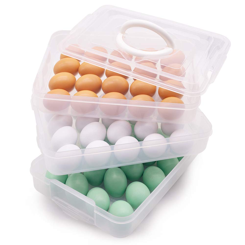 Deviled Egg Containers with Lid, 3-Layer 60PCS Clear Deviled Egg Platter Egg Carrier with Lid Egg Carrier Box Dispenser for Easter Thanksgiving Party Home Kitchen Supplies