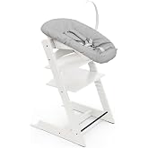 Stokke Tripp Trapp High Chair with Newborn Set Bundle, White | Includes High Chair, Newborn Set, for Newborns Up to 20 lbs, Adjustable 5-Point Harness, Fits at Dining Table, Cozy and Safe
