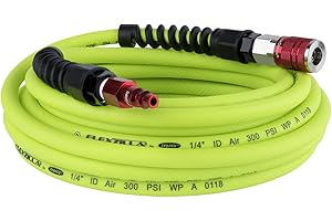 Flexzilla Pro Air Hose with Color Connex Industrial Type D Coupler and Plug, 1/4" X 25', Heavy Duty, Lightweight, Hybrid, Zil