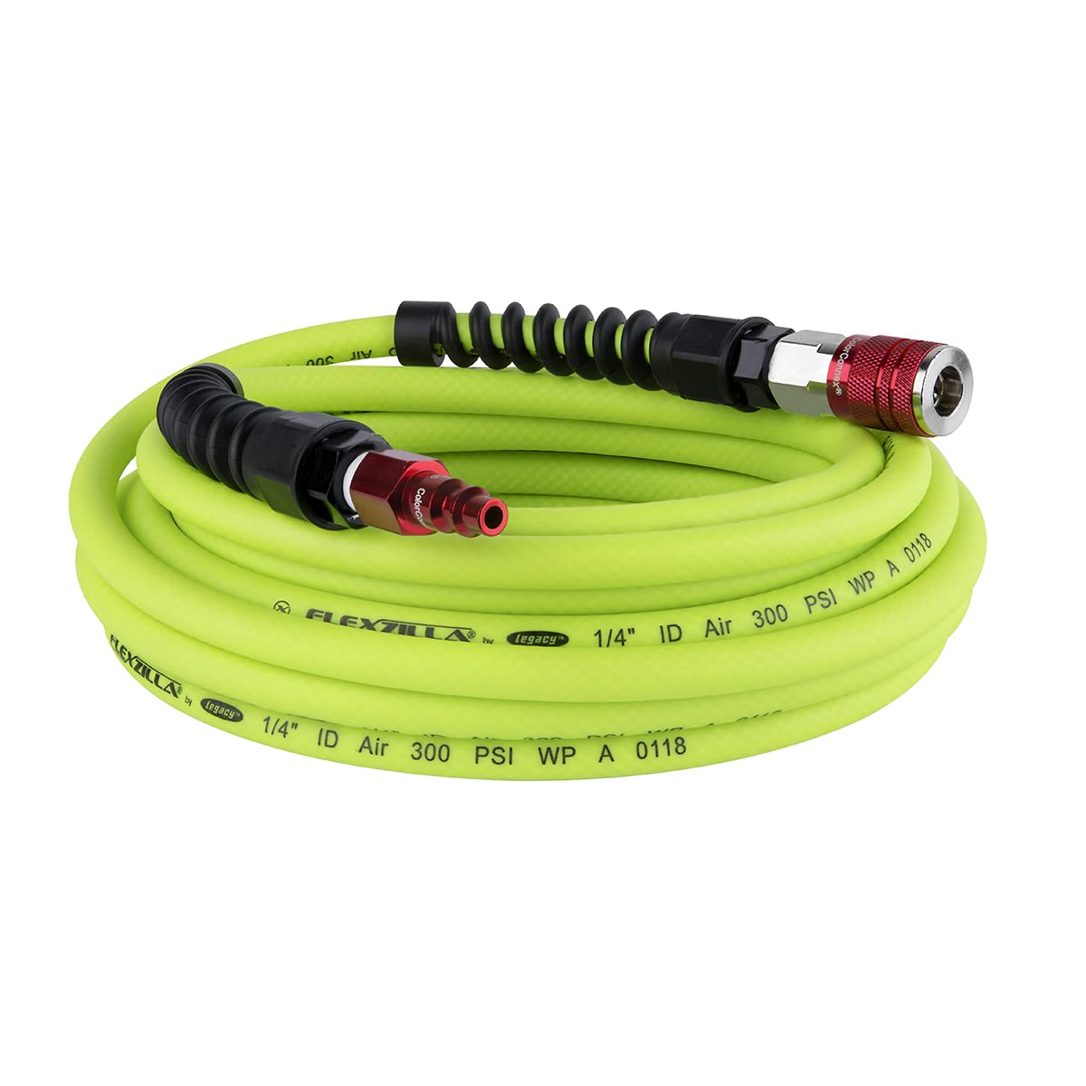 Flexzilla Pro Air Hose with ColorConnex Industrial Type D Coupler and Plug, 1/4 in. x 25 ft. - HFZP1425YW2-D โ image 1