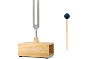 MIMIRACLE 432Hz Tuning Fork Set with Elegant Wooden Resonator - Ideal for Meditation and Relaxation