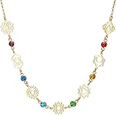 PDOUSELF Chakra Spiritual Necklace for Women Trendy Healing Yoga 7 Chakra Symbols with Crystal Necklace Gift for Mother Sister Daughter