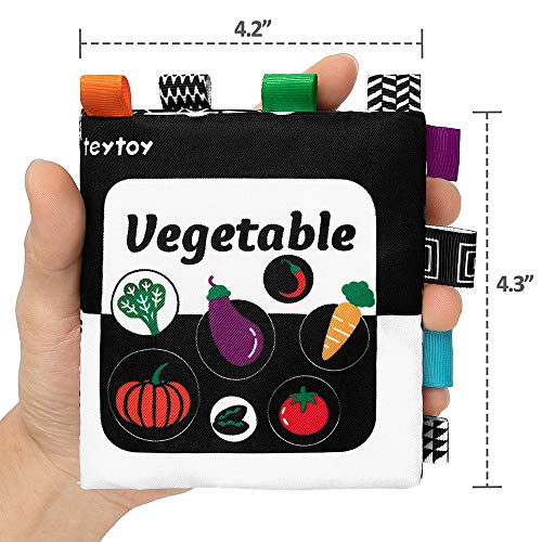 teytoy 12 Packs Soft Baby Books,Black and White High Contrast Baby Toys Gifts, Crinkle Cloth