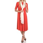 iconic luxe Women's Mock Neck Trapeze Midi Dress
