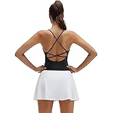 SUUKSESS V Neck Padded Longline Sports Bras Workout Open Back Tank Tops
