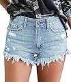 onlypuff Denim Hot Shorts for Women Casual Summer Mid Waisted Short Pants with Pockets