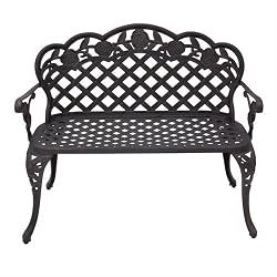Best Choice Products Patio Garden Bench Cast Aluminum Outdoor Garden Yard Solid Construction New - Bronze
