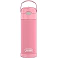 THERMOS FUNTAINER 16 Ounce Stainless Steel Vacuum Insulated Bottle with Wide Spout Lid, Pink