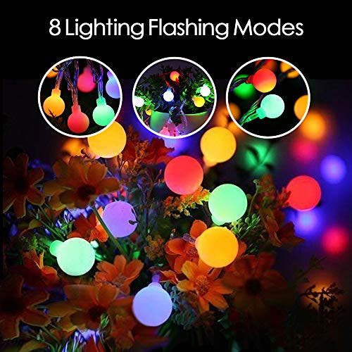45 ft 80 LED Globe Fairy Lights with 8 modes Remote Control, Battery Powered OR USB Charge Ball String Lights,Waterproof Bulb Fairy Lights for Home,Party,Christmas and Halloween.(Multi-color)
