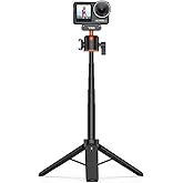 VRIG AC40 Extenable Mini Camera Tripod for DJI Osmo Action 5Pro/4/3,360° Adjustable Selfie Stick Tripod Holder with Cold Shoe, Magnetic Camera Mount Adapter for DJI OSMO 360/Action Accessories