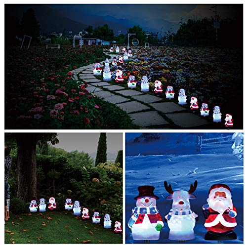 Christmas Pathway Lights Outdoor,Snowman Santa Reindeer Set LED Path Lights Garden Landscape Lights,5V Low Voltage Plug in Waterproof Holiday Decor Lamp for Patio, Yard, Lawn