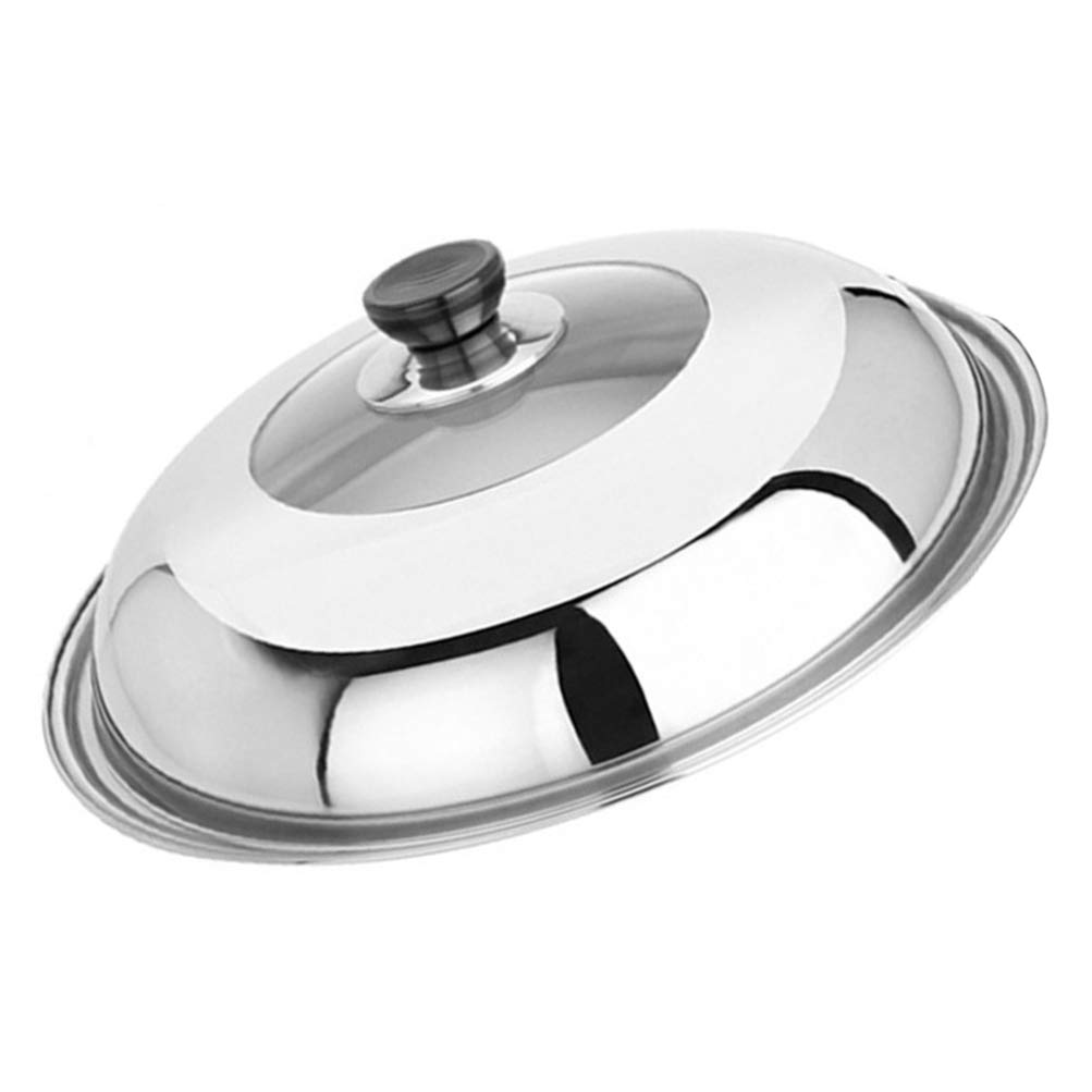 Lurrose Stainless Steel Wok Lid Heat Resistant Cover for Cooking Pan Replacement Splash Protection Lid for Pot Cover Random Style