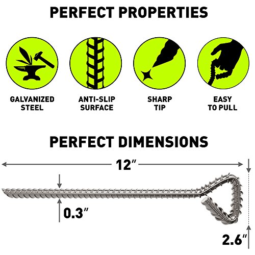 Strong Tent Stakes 12 inch Galvanized Tent Pegs Heavy Duty Anchors