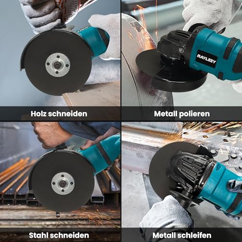 Battery Angle Grinder for Makita 18 V, 125 mm Battery Flex 8500 rpm, 3 Speeds, Cordless Grinder with Non-Slip Handle for Grinding, Cutting and Polishing (without Battery)