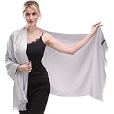 LMVERNA Women's Sparkling Metallic Soft Pashmina Shawls and Wraps Scarf in Solid Colors